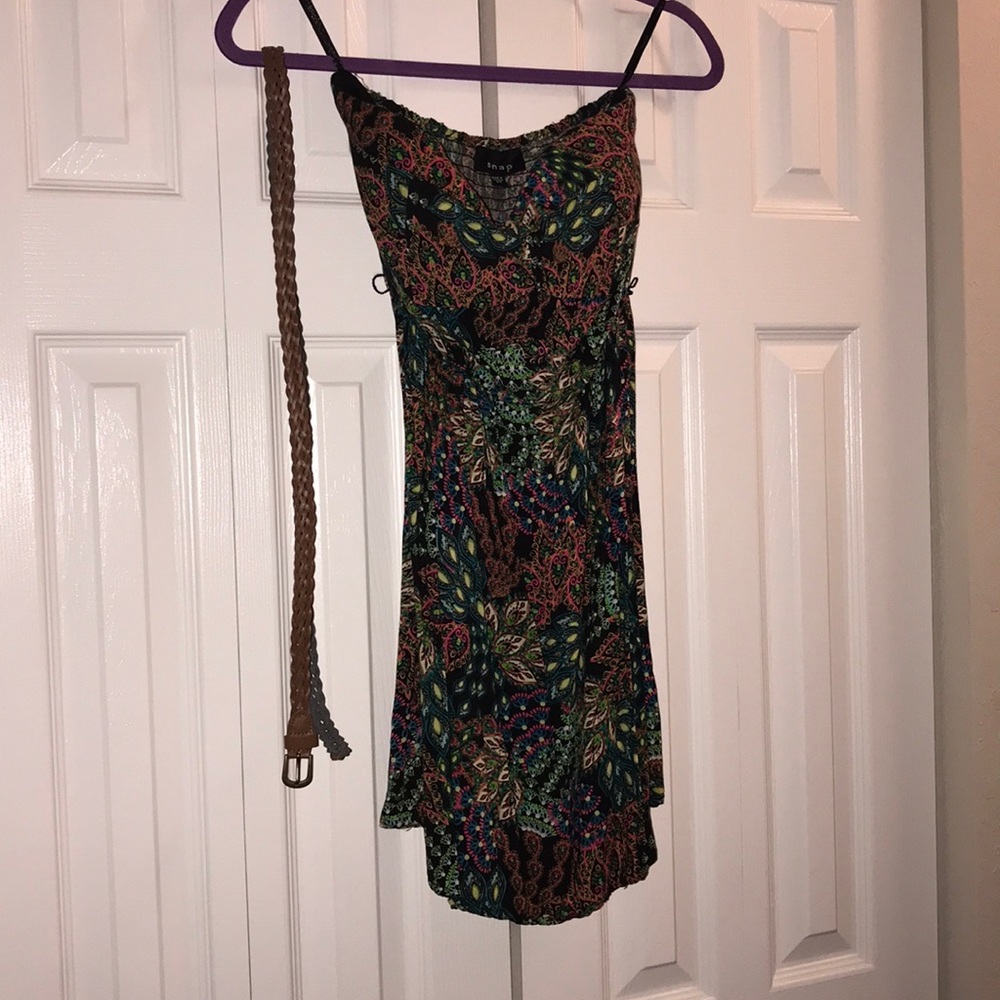 Strapless Mini Dress. Peacock Pattern Size Medium - image 1